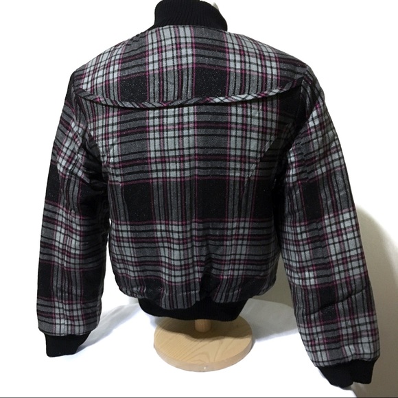 🆕Pink & Gray Plaid Bomber Style Coat/Jacket - Picture 6 of 8